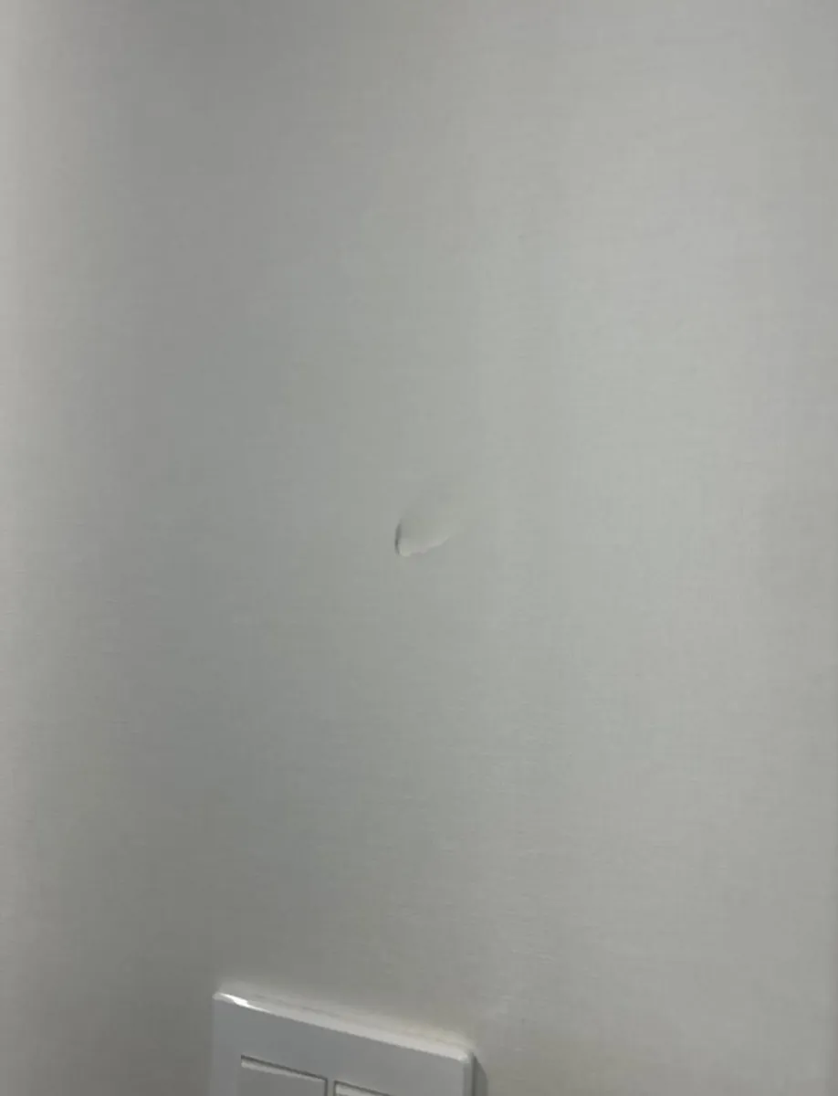 스위치 옆에 남은 벽면 손상