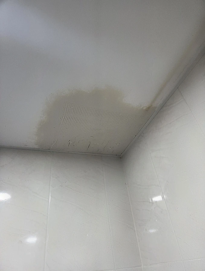 습기로 얼룩진 벽 모서리